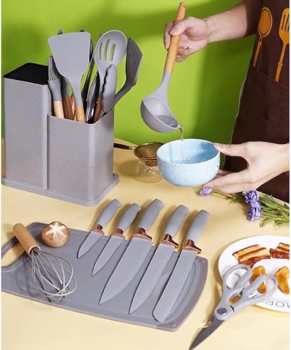 19 Pcs kitchen Utensils With Knife Sets - Image 4